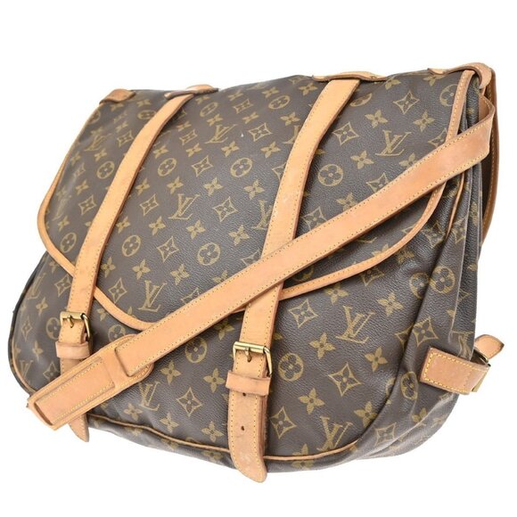 LOUIS VUITTON Logo Saumur 43 Shoulder Bag Monogram Leather Brown - Picture 2 of 16